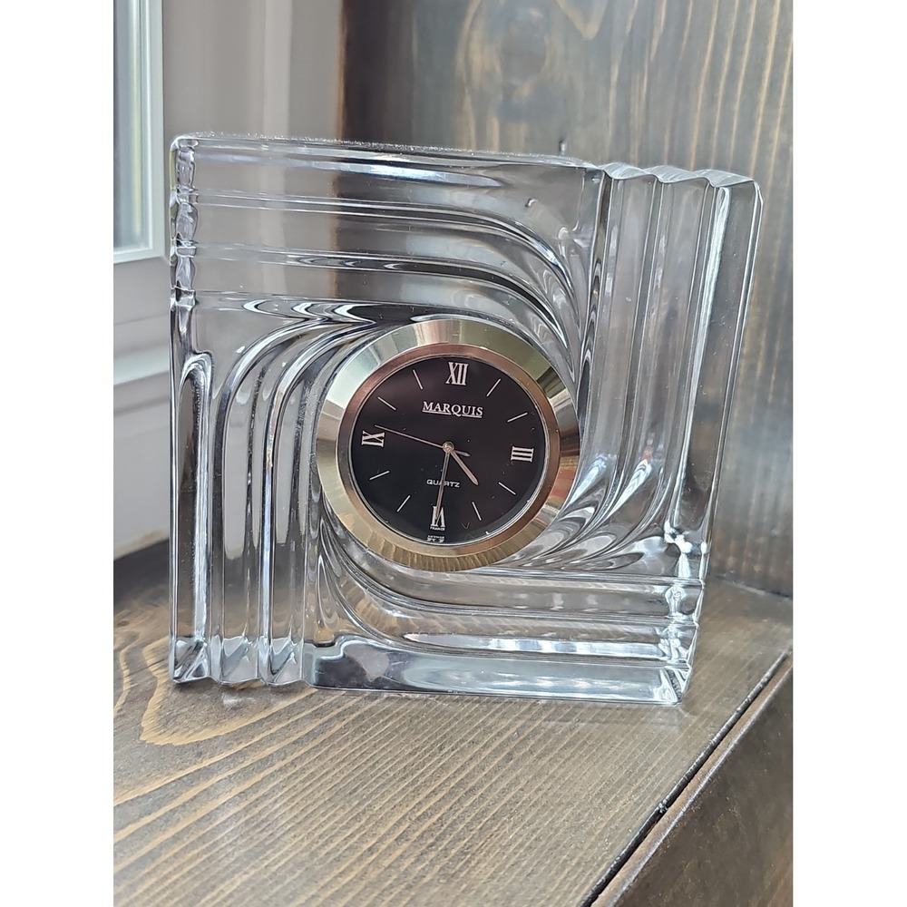 Marquis by Waterford Artesia Crystal Desk Mantel Clock 4" Quartz